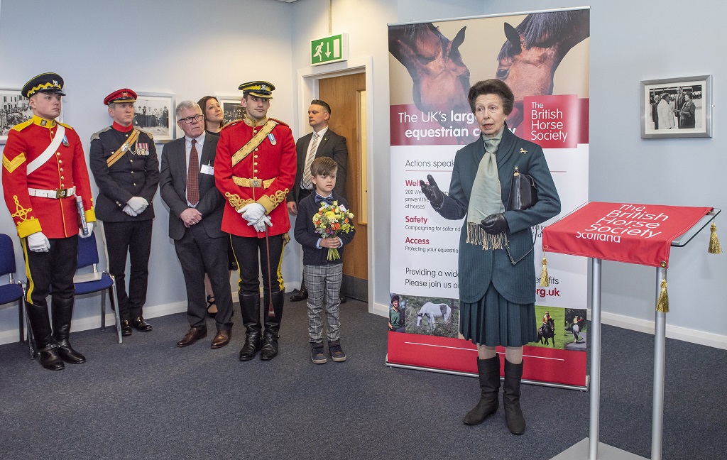 HRH The Princess Royal attends the official opening of The British Horse Society's first Operational Hub in Scotland, as Vice-Patron of the Society'.