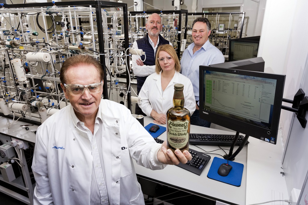 SUERC (Scottish Universities Environmental Research Centre) Centre, East Kilbride
19.11.18
 
Pictured:
Andy Simpson (dark body warmer) and David Robertson (light blue shirt) from Rare Whisky 101 and Gordon Cook and Elaine (? check surname) from SUERC.
 
About Rare Whisky 101 -
Andy Simpson and David Robertson launched Rare Whisky 101 in 2014 with the aim of
offering a whisky valuation service, brokerage and consultancy for whisky collectors and
investors. Tracking every bottle sold at auction over the past 12 years, the business now
offers the world’s first and largest online valuation database for single malt Scotch whisky,
with over 138,000 recorded prices.
www.rarewhisky101.com
Background
Whisky analyst, broker and investment expert Rare Whisky 101 has been working in
partnership with geochemists at Scottish Universities Environmental Research Centre
(SUERC) to clean up the secondary whisky market.
On behalf of Rare Whisky, the team at SUERC, which is home to one of the UK’s four
Radiocarbon Accelerator Units, have randomly sampled, forensically tested and analysed
100 different rare whiskies from various sources.
13 whiskies, potentially worth around £250,000 have come back as modern fakes. Based
on these results, Rare Whisky 101 (RW101), has estimated that around £10M worth of rare
whisky currently circulating in the secondary market is fake.

Free PR Use for Weber Shandwick.

Further information available from: 
Stacey Bridges at Weber Shandwick:
44 (0)131 556 6649  
M 44 (0)7909 891 498  
sbridges@webershandwick.com 
Heather Ross 
hross@webershandwick.com 
01315566649 
Weber Shandwick, 9 York Place, Edinburgh, EH1 3EB

Pictures Copyright: Iain McLean
79 Earlspark Avenue
G43 2HE
07901 604 365
www.iainmclean.com
photomclean@googlemail.com
07901 604 365
ALL RIGHTS RESERVED