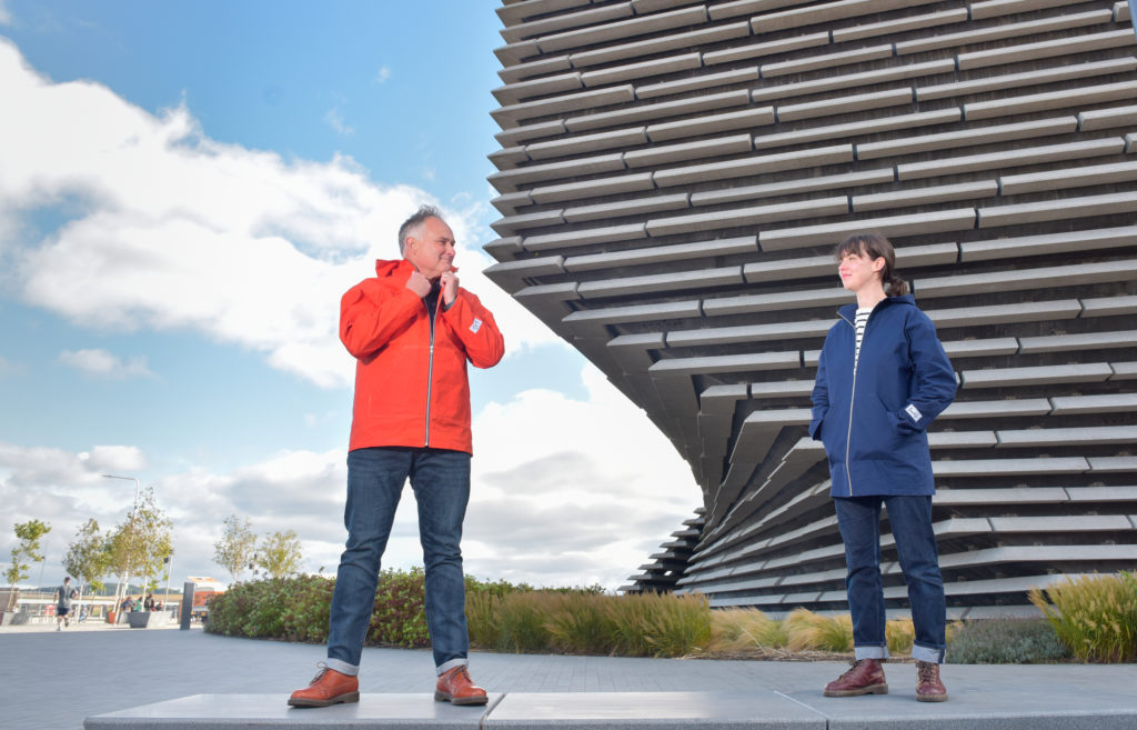 V&amp;A Dundee launches 'The Dundee Raincoat ' – a collaboration between designer Kerrie Aldo, Halley Stevensons stocked exclusively at V&amp;A Dundee
Museum, manufacturer and modern maker unite.

Designed and handcrafted by KerrieALDO. The Dundee Raincoat pairs artisan skills and attention to detail with the original performance fabric, waxed cotton.
Established in 1864, Halley Stevensons have been innovating textiles and manufacturing waxed cotton in Dundee for generations and are the experts in getting you Home &amp; Dry.
This is V&amp;A Dundee’s first limited-edition fashion collaboration, inspired by the city’s innovation, creativity and resilience.