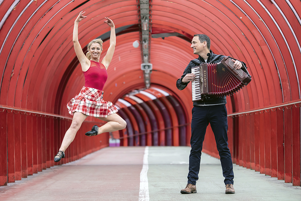 Musician and broadcaster Gary Innes and Highland and dancer Rachel McLaggan at the OVO Hydro to launch WORLD’S BIGGEST CEILIDH