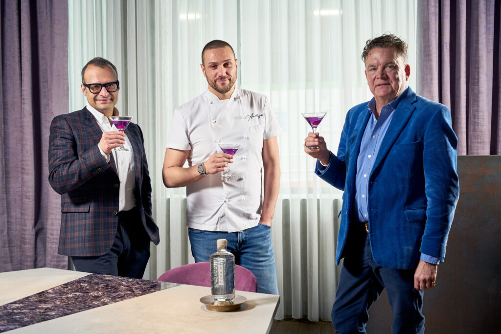 X MUSE founders Vadim Grigoriyan and Robert Wilson with Chef Carlo Scotto