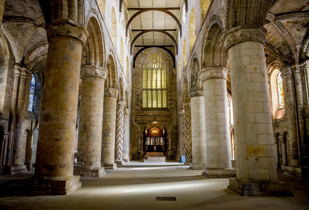 The nave within Dunfermline Abbey