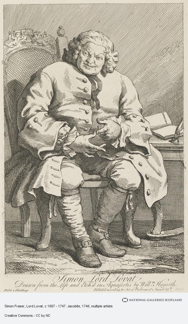 Simon Fraser, Lord Lovat, c 1667 - 1747. Jacobite. Artist Unknown, after William Hogarth, Bequeathed by William Findlay Watson 1886. National Galleries of Scotland..