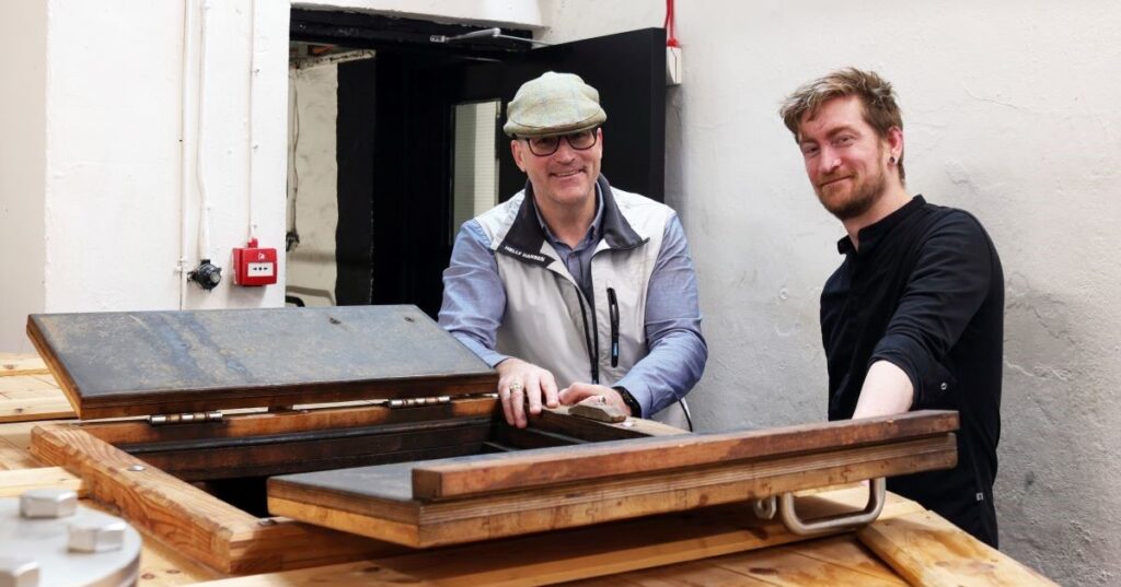 Ross Caithness with Olivier MacLean, Tobermory Distillery Visitor Centre Manager.