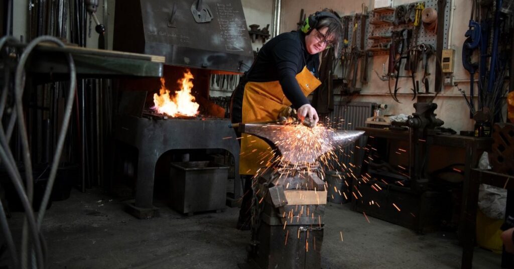 Historic Environment Scotland blacksmith, Stacey Hibberd. Credit: Historic Environment Scotland.