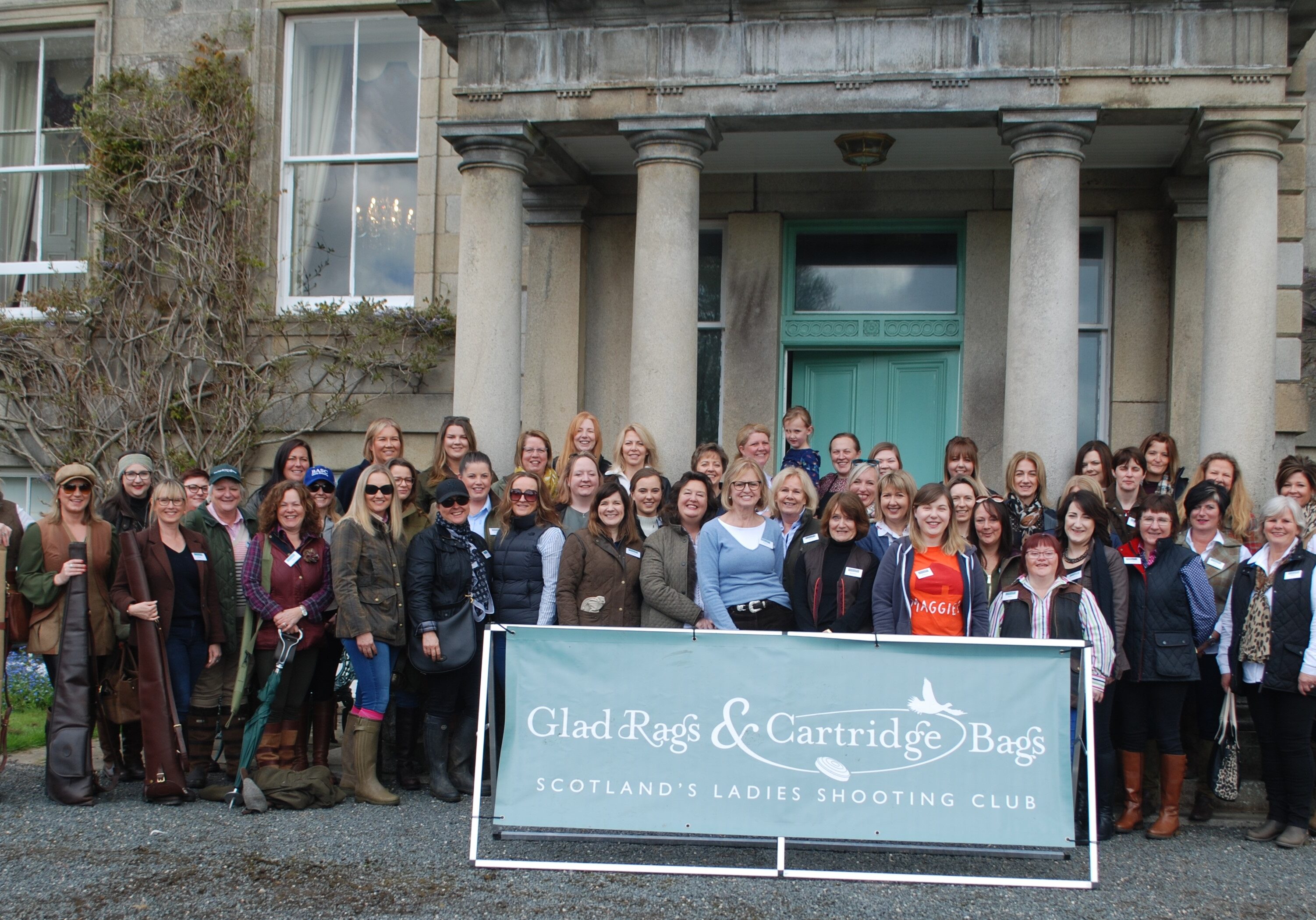 The Glad Rags and Cartridge Bags ladies at a previous shoot at Netherdale House