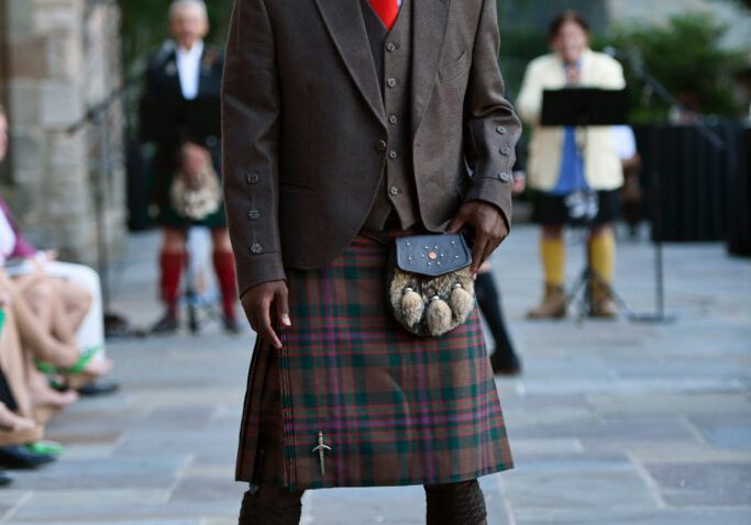 MILL NECK, NEW YORK - JULY 23: A model walks the runway at the Dressed To Kilt Fashion Show and Charity Dinner At Millneck Manor on July 23, 2022 in Mill Neck, New York. (Photo by Craig Barritt/Getty Images for Friend of Scotland)