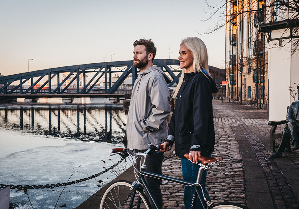 Two of the newly-created Meander cycling jackets