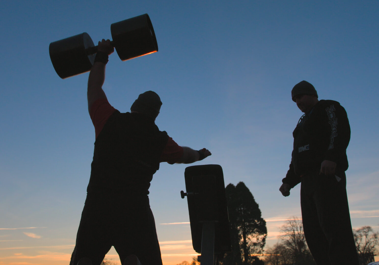 Stevie Richardson training for competition with Kenny Simm (right) (Photo: BBC Scotland/TurnerGang Productions) 