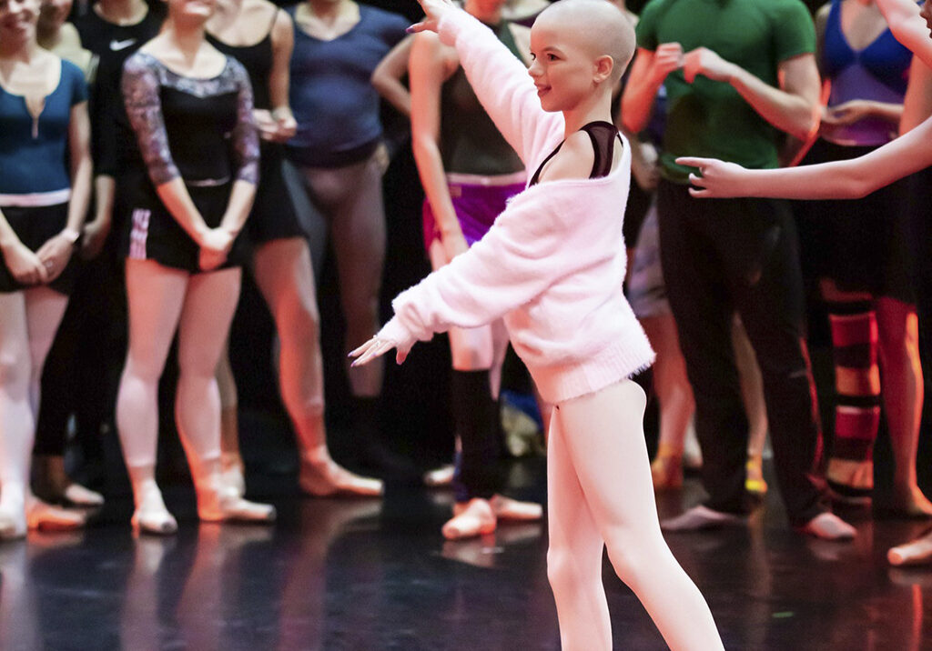 Lily Douglas takes a class with Scottish Ballet on stage at Theatre Royal, Glasgow (Photo: Sally Jubb)