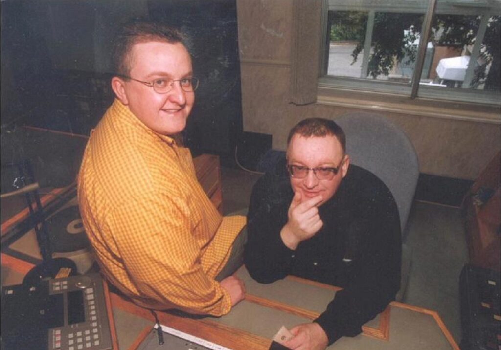 A young Stuart Cosgrove (right) and Tam Cowan during the early days of Off the Ball (Photo: BBC Scotland)