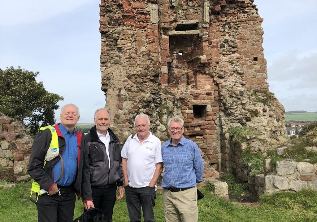 Ian Hamilton and Major meet the Ardrossan Castle Heritage Society  in  My Kind of Town : Ardrossan (Photo: BBC Scotland)