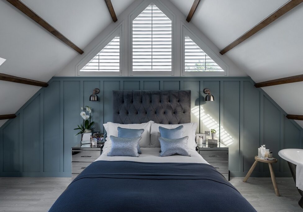 The interior of The Blue House in Biggar, with a stunning bedroom (Photo: IWC Media / Andrew Jackson)