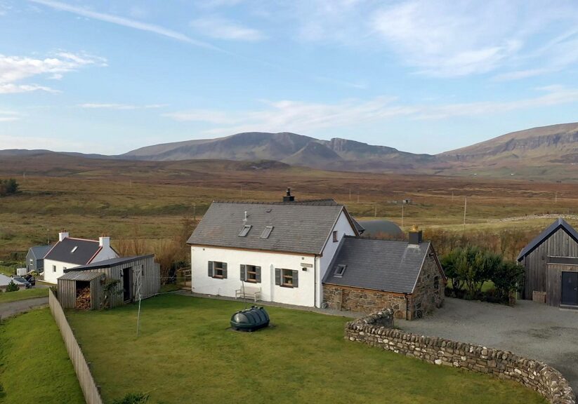 The exterior of Bealach Bothy, Staffin, Isle of Skye, in Scotland's Home of the Year (Photo: BBC Scotland)

Renovated croft house, Bealach Bothy is in Staffin on the Isle of Skye. The century-old property had been vacant for 15 years before owners Jo and Allan bought it in 2002. Small and quirky, the former croft house has been lovingly brought back to life. Bealach Bothy, Staffin, Isle of Skye - (C) IWC Media - Photographer: Liam Anderstrem