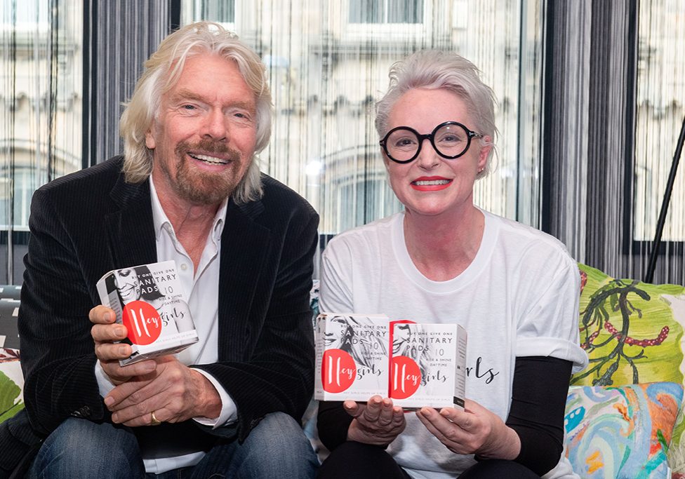 Sir Richard Branson with Celia Hodson from Hey Girls, who was the overall winner