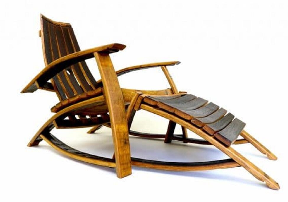 A chair made from a whisky cask