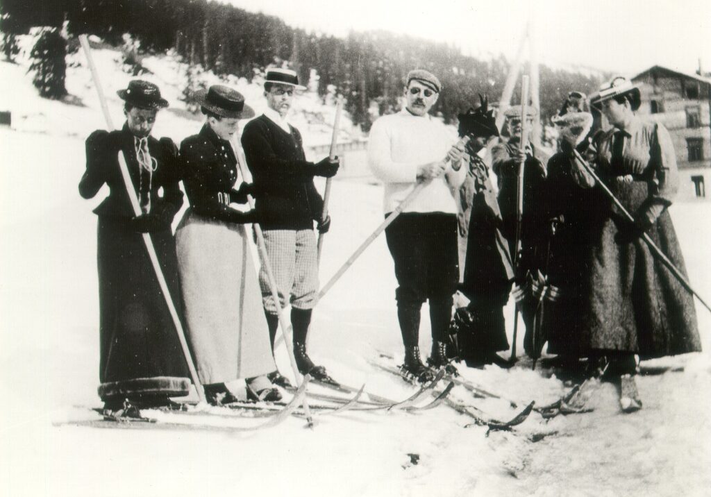 Sir Arthur ConanDoyle hosts a fashionable ski party in Davos in the mid-1890s