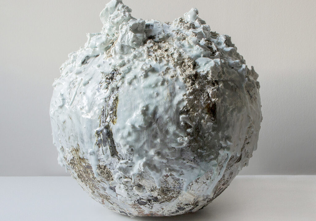 Akiko Hirai, Eclipse Night, Large Moon Jar, 2019, stoneware with landscape inclusions, 65 x 65 cm acquired by the V&amp;A March 2019
