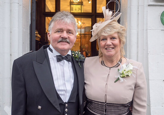 Ken and Anne Gunn at their wedding in Skeabost House Hotel