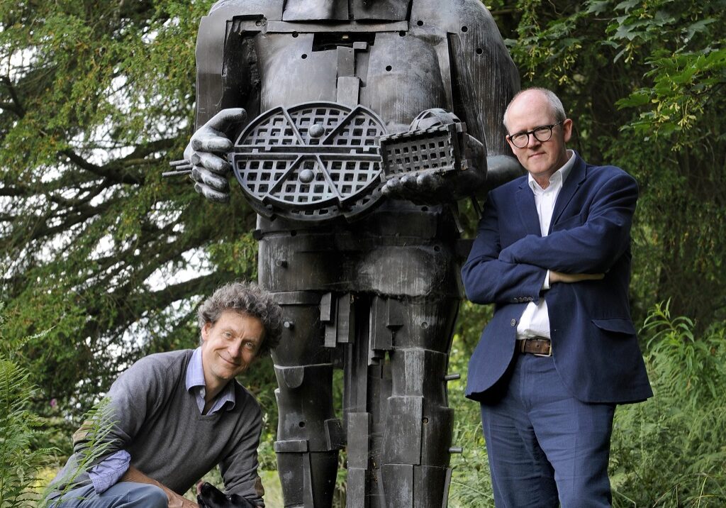 With a Paolozzi sculpture are John Mackie (right), director of Lyon &amp; Turnbull and Marchmont House owner Hugo Burge  (Photo: Colin Hattersley)