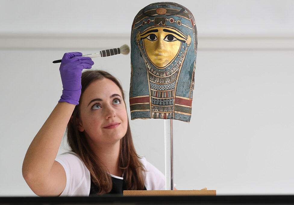 Museums of Scotland 1 SA Assistant conservator Margot Murray works on a mummy mask (Photo: Stewart Attwood)