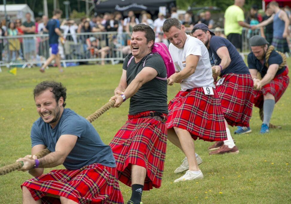 The tug of war at the Loch Lomond Highland Games