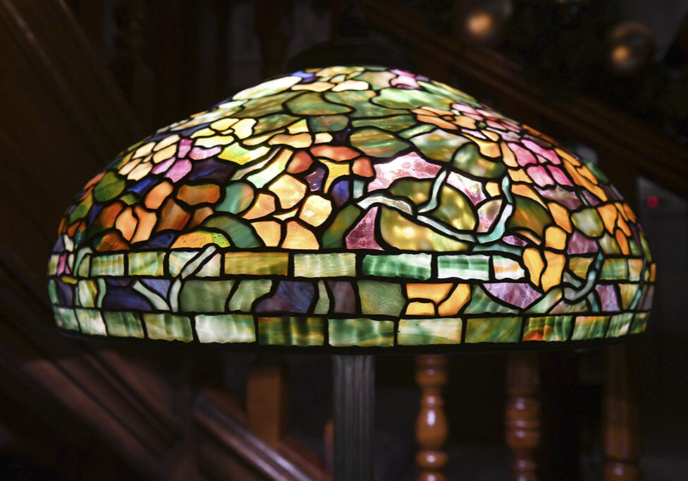 A The Tiffany floor lamp with a Nasturtium shade on show at the Bonham (Photo: Paul Chappells)