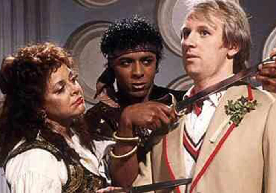 Leee John with Lynda Barron and Peter Davison in Doctor Who (Photo: BBC)