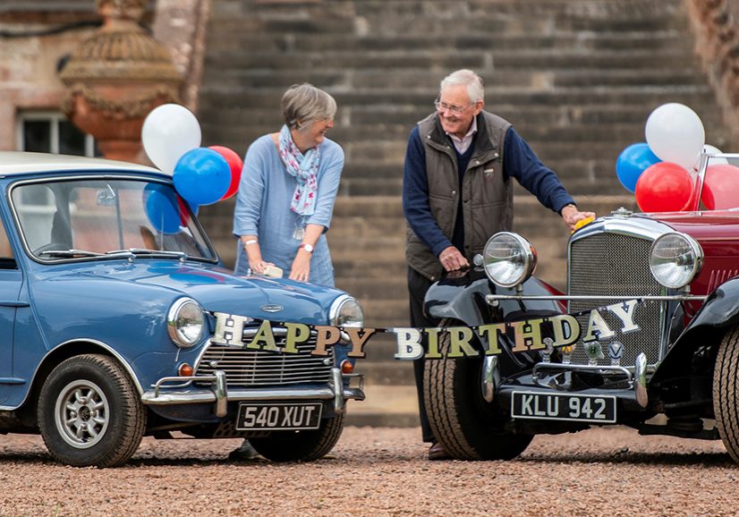 Pictured at Thirlestane Castle, Robin Wild from St Boswells with his 1949 Bentley Special and Lindsay Grime from Kelso with her 1961 Austin Cooper S