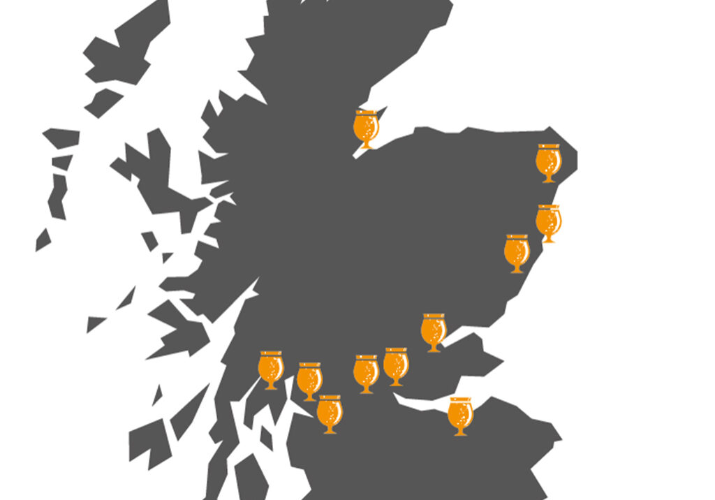 Lidl's beer map of Scotland, showing where its craft ales are coming from