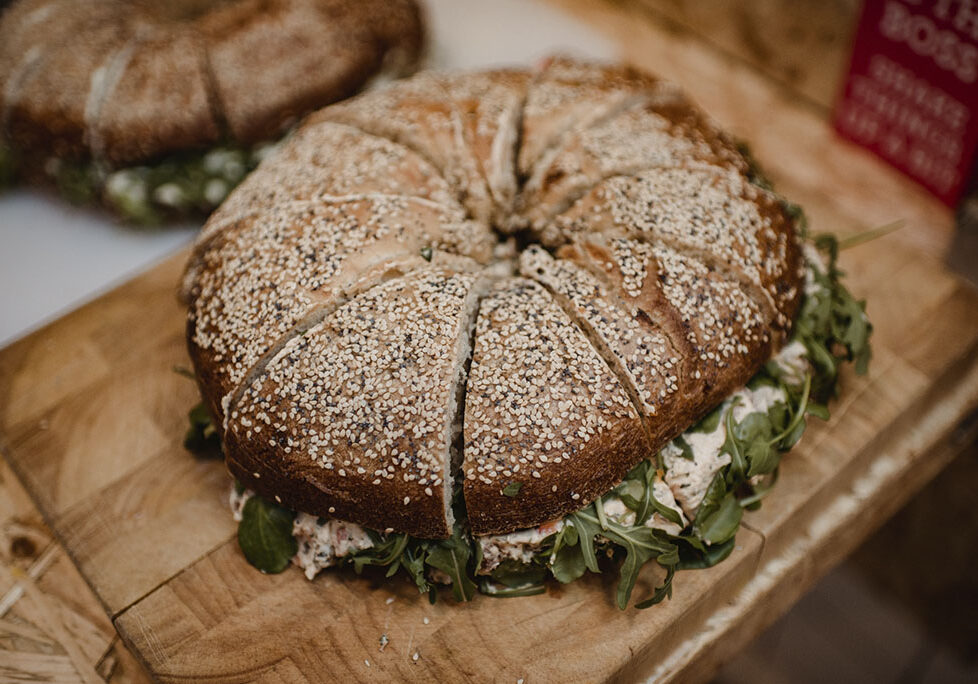 Guests were treated to a delicious array of freshly baked bagels. 