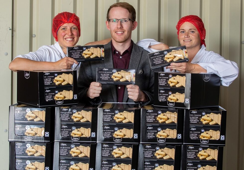 Paul Duncan, director of Duncan's of Deeside who are supplying shortbread to Lidl, with 
supervisor Monika Sarvacjz and production manager Szilvia Szabo