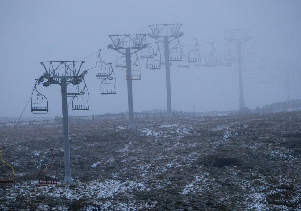 Chair lifts at the Lecht ski run in the Cairngorms National Park