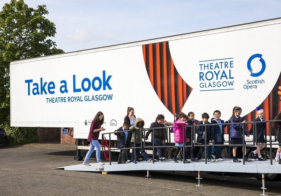 Children arriving at the Pop-up Opera travelling opera house last summer (Photo:  James Glossop)