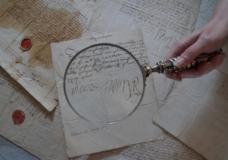 Collection of rare manuscripts from Kilravock Castle signed by Stuart Royals. Credit:  Stewart Attwood 