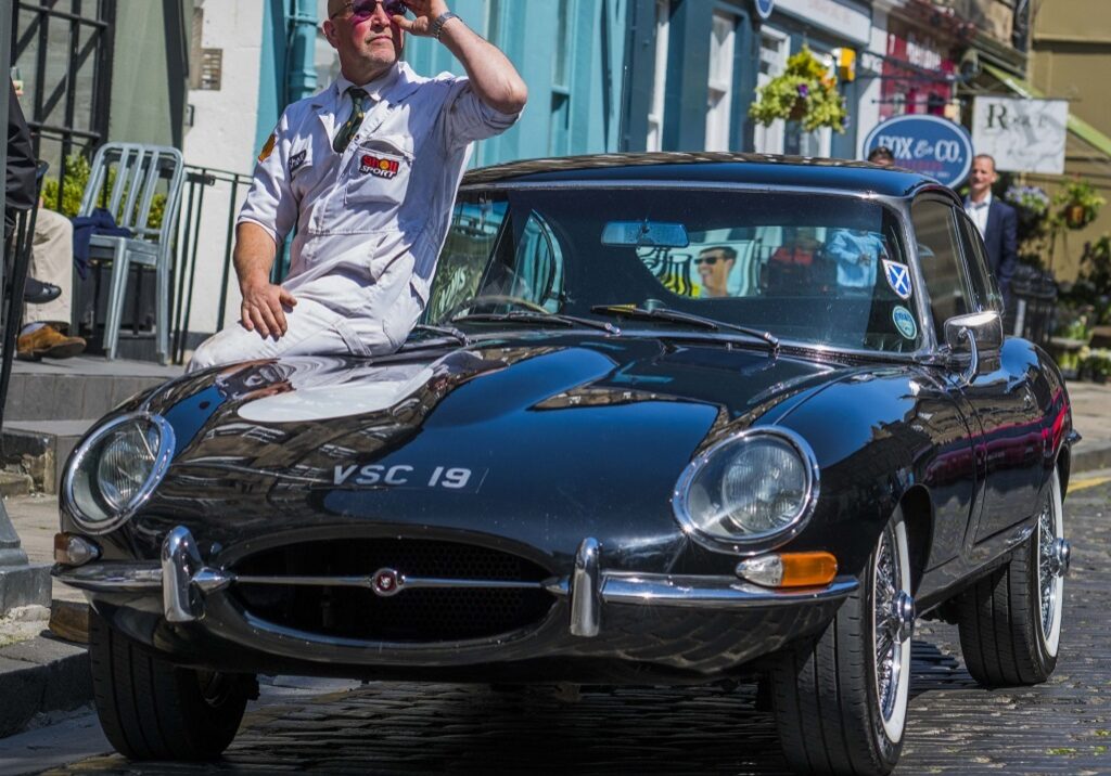 A beautiful E-Type Jaguar in Edinburgh's William Street