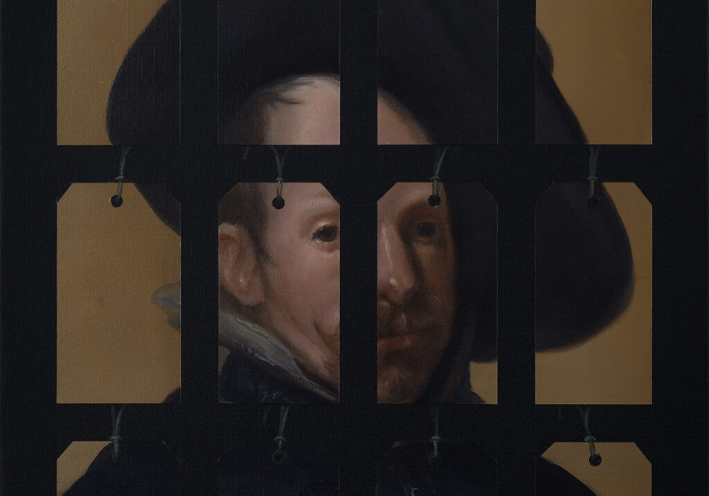 Derrick Guild, Label Don Diego, after Velasquez, oil on linen, 63 x 45cm
