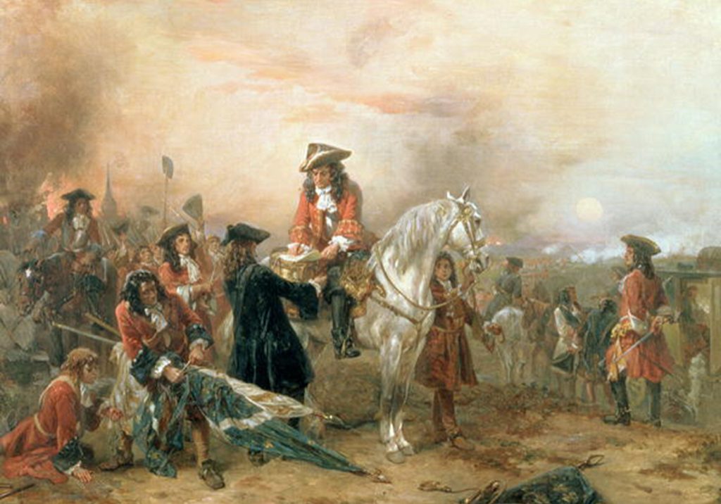 The Duke of Marlborough signing despatches in Blenheim,Bavaria, in 1704