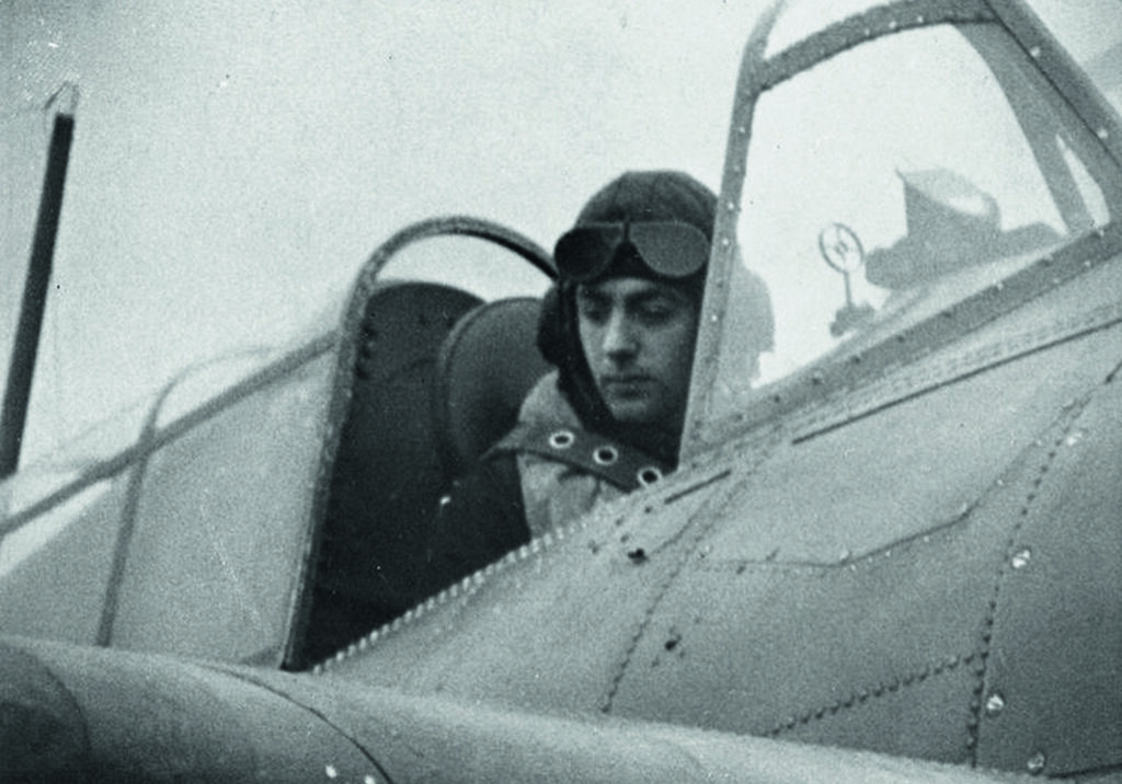 A young Eric Brown in the cockpit