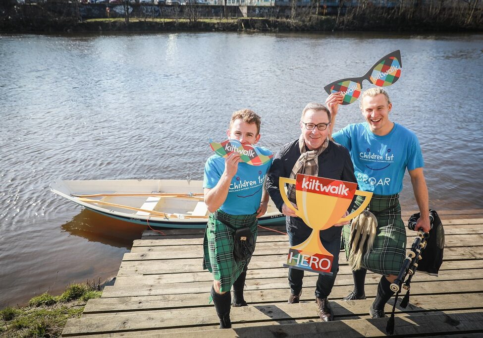 Ewan MacLean, Kiltwalk CEO Paul Coone, and Jamie MacLean