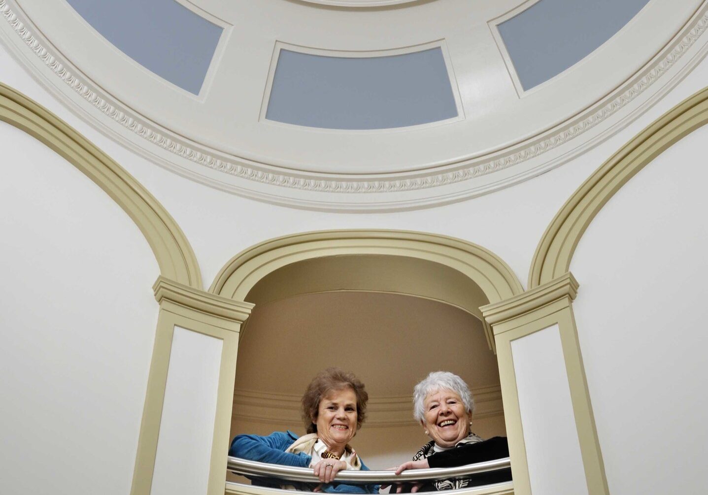 Scotland’s new National Centre for Children’s Literature and Storytelling Centre, and pictured in Moat Brae House’s cupula gallery are Peter Pan Moat Brae Trust chairman Dame Barbara Kelly (right) and project director Cathy Agnew. (Photo: Colin Hattersley)
