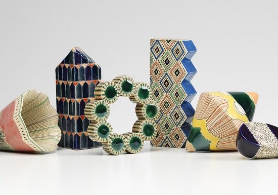 Frances Priest's creation Grammar of Ornament - India, a collection of 16 ceramic forms (Photo: Shannon Tofts)