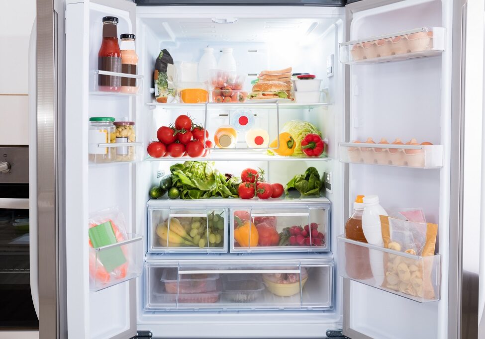 Open,Refrigerator,Filled,With,Fresh,Fruits,And,Vegetable