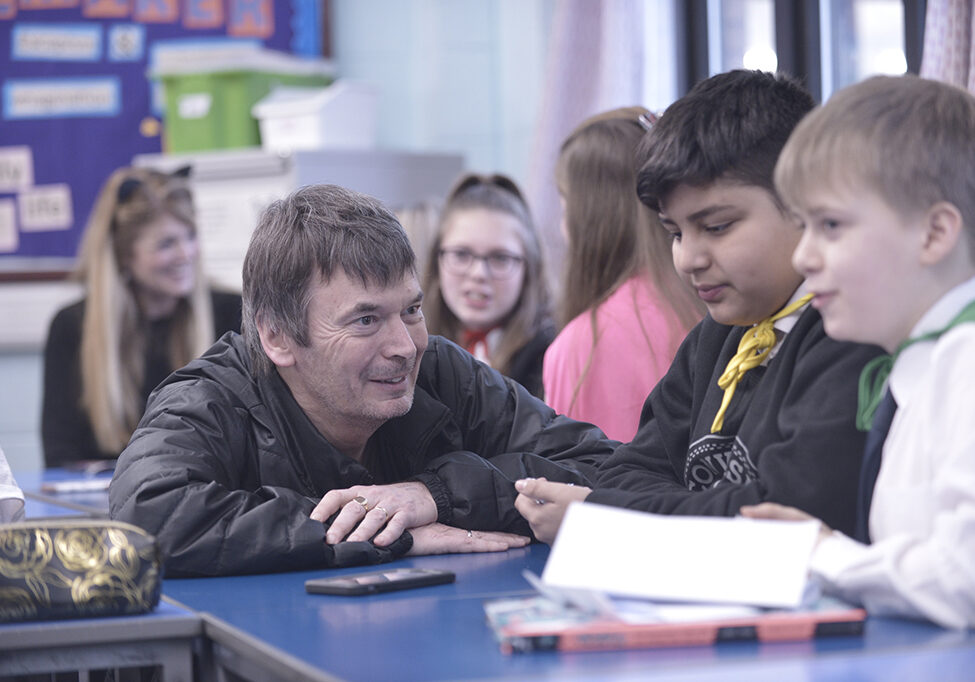 Shlok Godiyal and Louis Duncan Payne discuss the Super Power Agency at Leith Acadamye with author Ian Rankin (Photo: Angus Blackburn)
