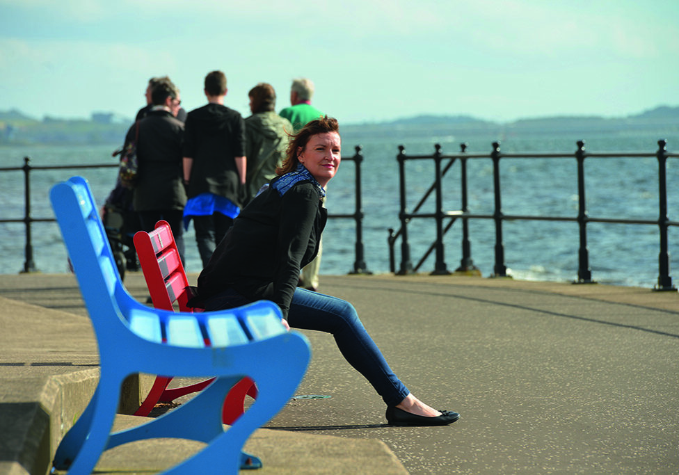 Daniela Nardini taking the sea air on the prom at Largs (Photo: Angus Blackburn)