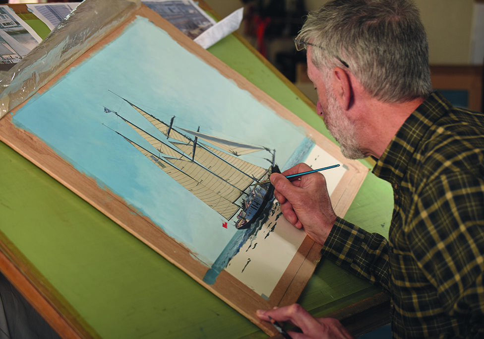Marine painter Rob Andrew at work (Photo: Angus Blackburn)