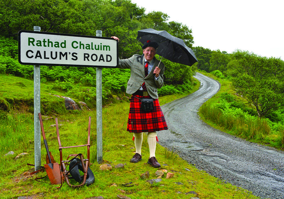 
After years of campaigning for the council to build a road to the north of the island, Calum MacLeod took it upon himself to do so armed with only a shovel, pick and wheelbarrow over a period of ten years (Photo: Angus Blackburn)