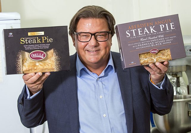 Gordon Smith shows off the new Bells pies for Hogmanay