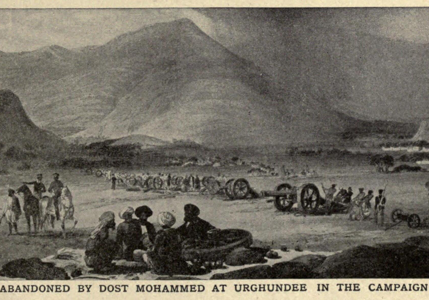 Gus_abonadone_by_Dost_Mohammad Despite Burnes’ suggesting an alliance with the Emir of Afghanistan, Dost Mohammed, the British sent troops to overthrow him in 1938