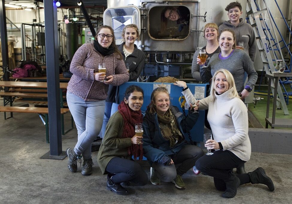 Heriot-Watt brewing students and tutor, Rachel Sutherland